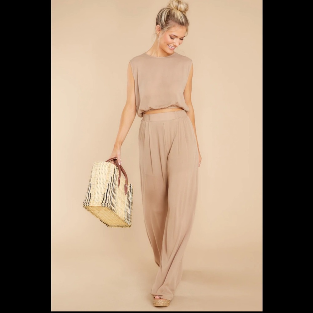Red dress boutique On The Boardwalk Light Tan Two Piece Set